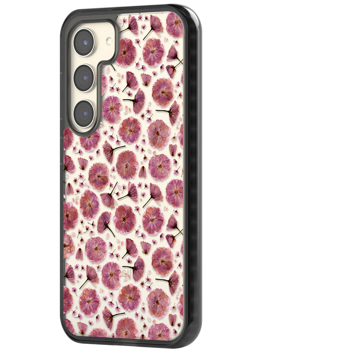 Pink Florals & Blossom Samsung S22 / Samsung S22 Plus / Samsung S23 / Samsung S23 Plus / Samsung S24 / Samsung S24 Plus Impact Black Phone Case side