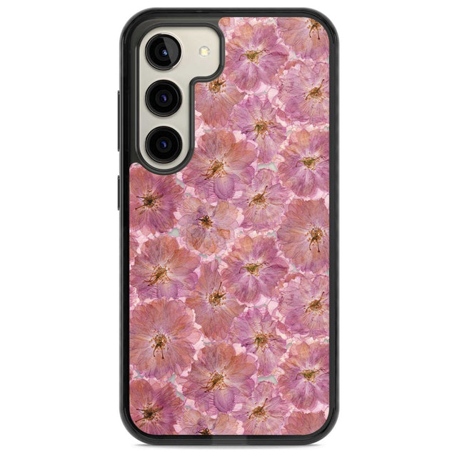 Large Pink Flowers Transparent Design Phone Case Samsung S22 / Black Impact Case,Samsung S23 / Black Impact Case Blanc Space