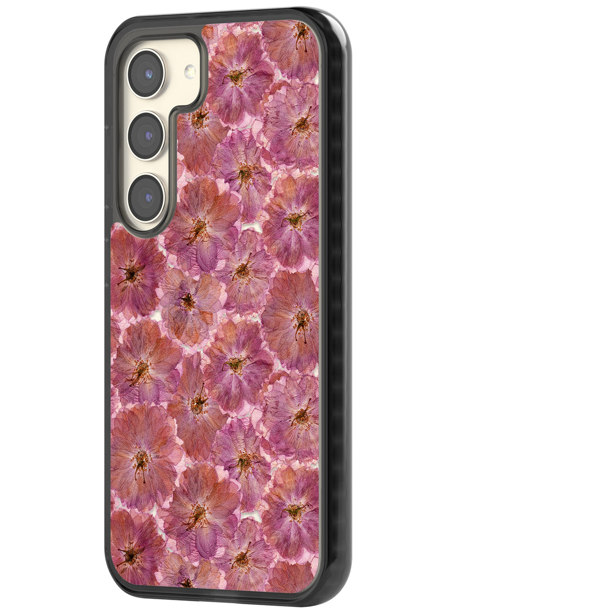 Large Pink Florals Samsung S22 / Samsung S22 Plus / Samsung S23 / Samsung S23 Plus / Samsung S24 / Samsung S24 Plus Impact Black Phone Case side