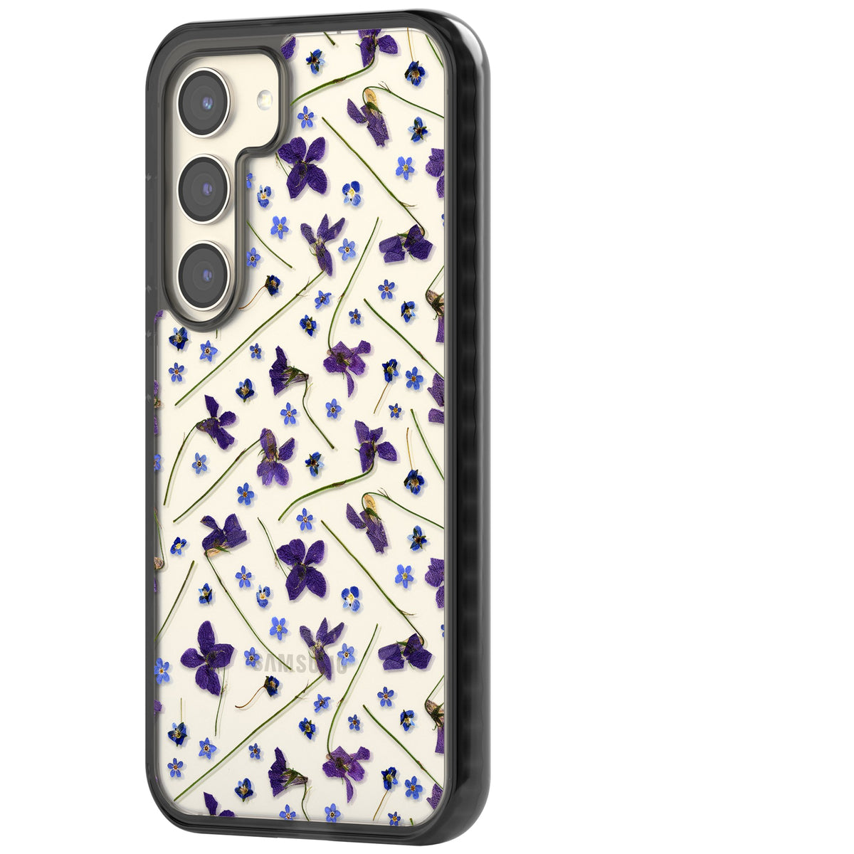 Pressed Violets Samsung S22 / Samsung S22 Plus / Samsung S23 / Samsung S23 Plus / Samsung S24 / Samsung S24 Plus Impact Black Phone Case side