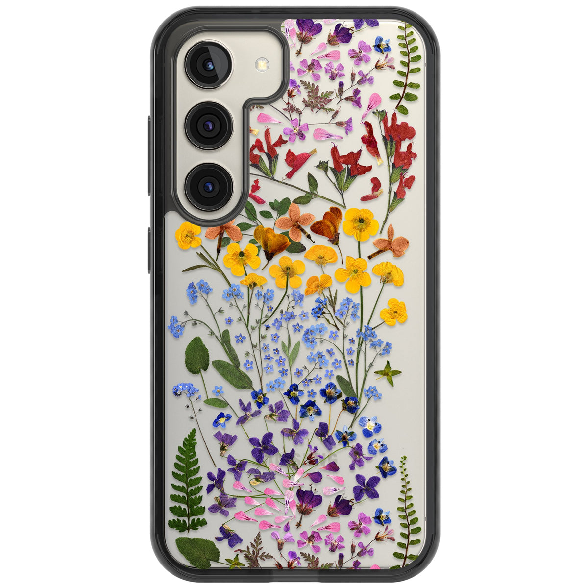 Wildflower Stripe Samsung S22 / Samsung S22 Plus / Samsung S23 / Samsung S23 Plus / Samsung S24 / Samsung S24 Plus Impact Black Phone Case front