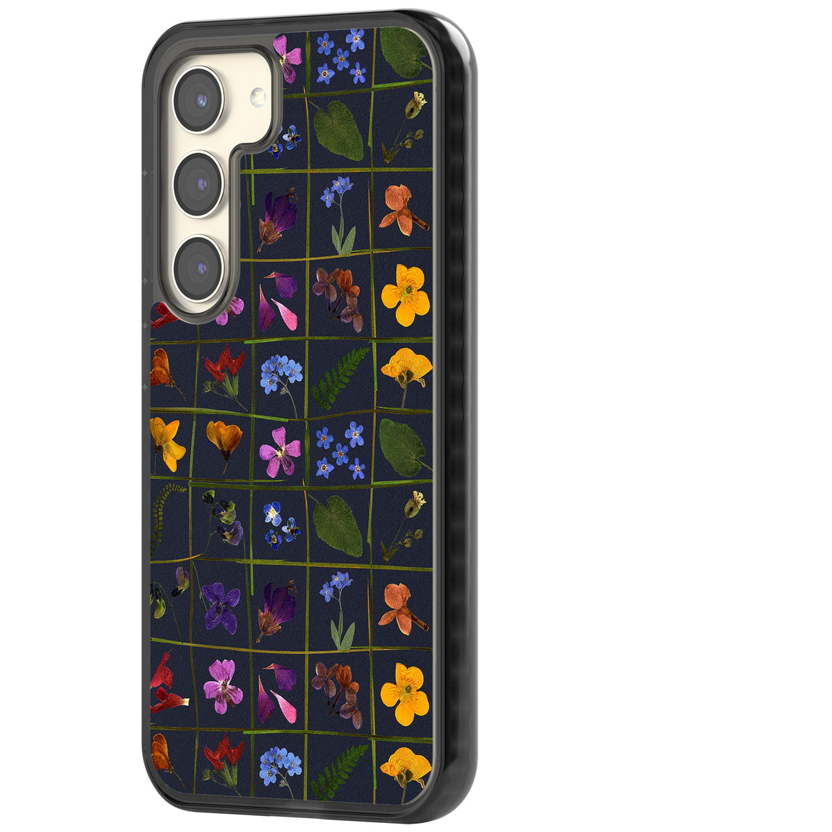 Wildflower Grid Samsung S22 / Samsung S22 Plus / Samsung S23 / Samsung S23 Plus / Samsung S24 / Samsung S24 Plus Impact Black Phone Case side