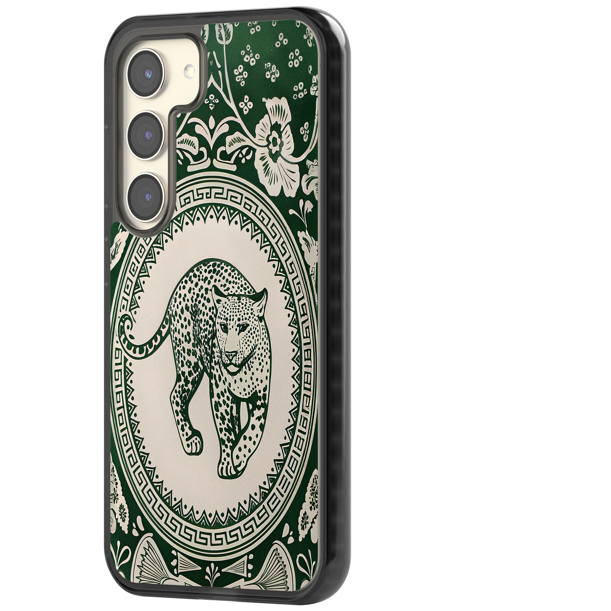 Green Leopard Samsung S22 / Samsung S22 Plus / Samsung S23 / Samsung S23 Plus / Samsung S24 / Samsung S24 Plus Impact Black Phone Case side