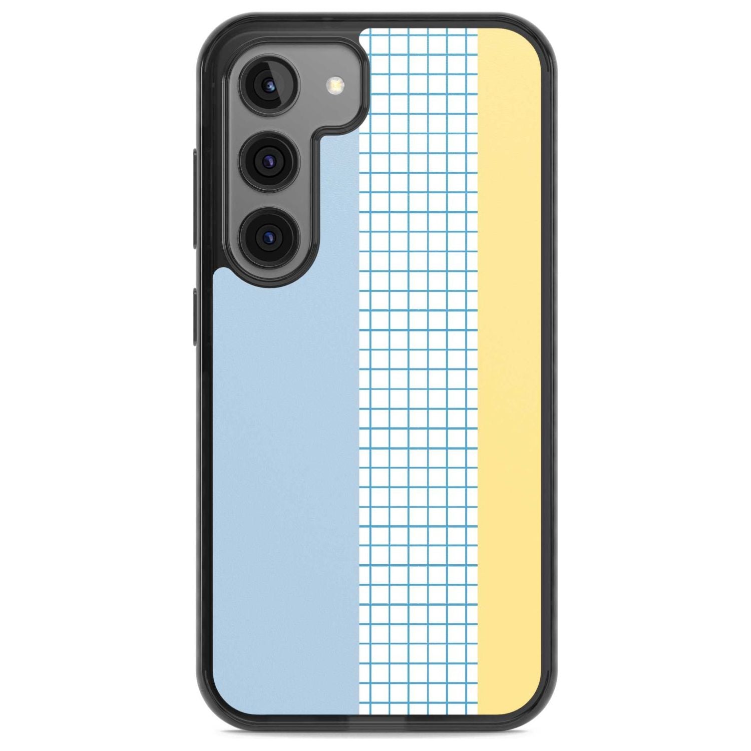 Abstract Grid Blue & Yellow Phone Case Samsung S22 / Black Impact Case,Samsung S23 / Black Impact Case Blanc Space