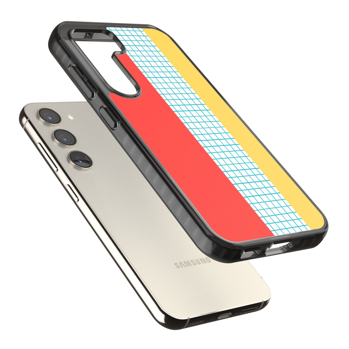 Bauhaus Block Samsung S22 / Samsung S22 Plus / Samsung S23 / Samsung S23 Plus / Samsung S24 / Samsung S24 Plus Impact Black Phone Case angled
