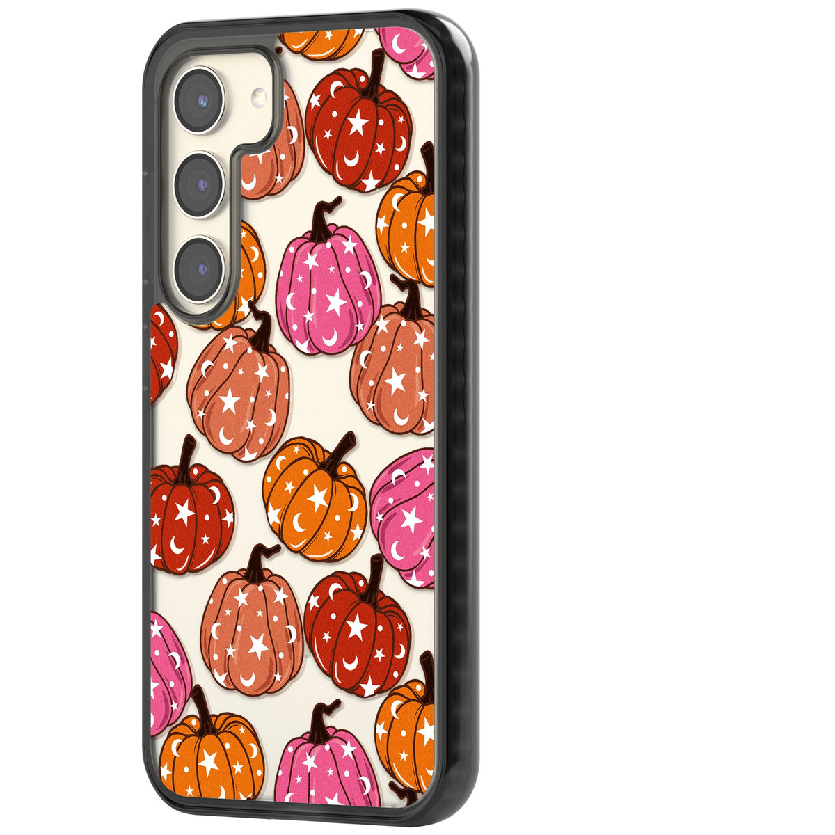 Pumpkin Starfall Pattern Samsung S22 / Samsung S22 Plus / Samsung S23 / Samsung S23 Plus / Samsung S24 / Samsung S24 Plus Impact Black Phone Case side
