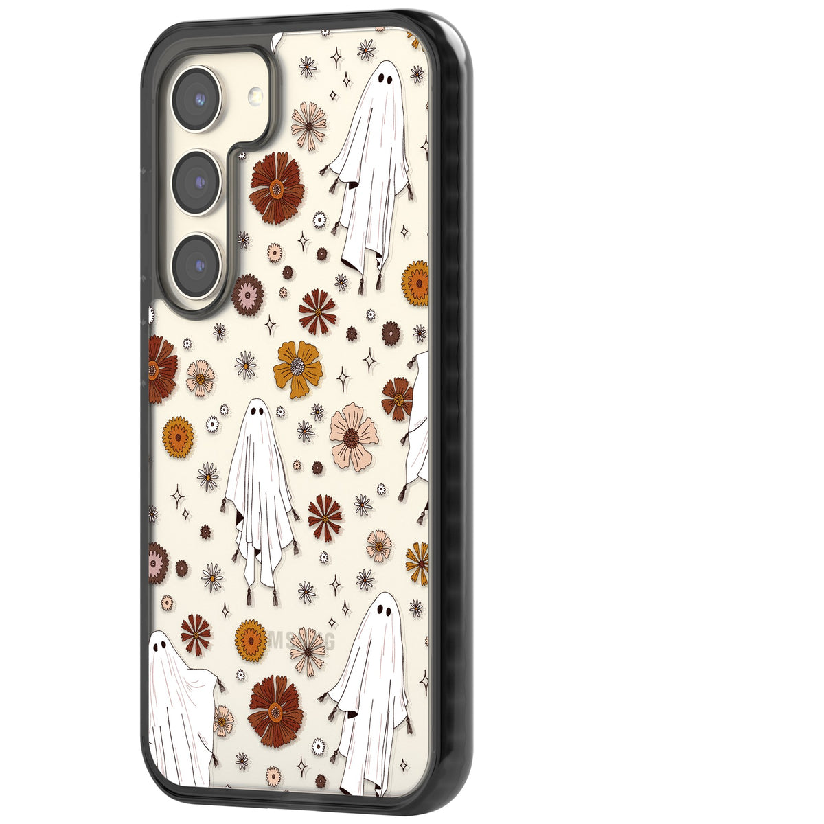 Ghosts And Flowers Samsung S22 / Samsung S22 Plus / Samsung S23 / Samsung S23 Plus / Samsung S24 / Samsung S24 Plus Impact Black Phone Case side