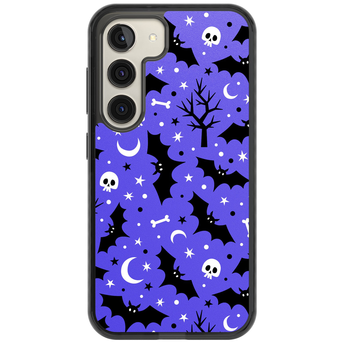 Bats N' Bones Pattern Samsung S22 / Samsung S22 Plus / Samsung S23 / Samsung S23 Plus / Samsung S24 / Samsung S24 Plus Impact Black Phone Case front