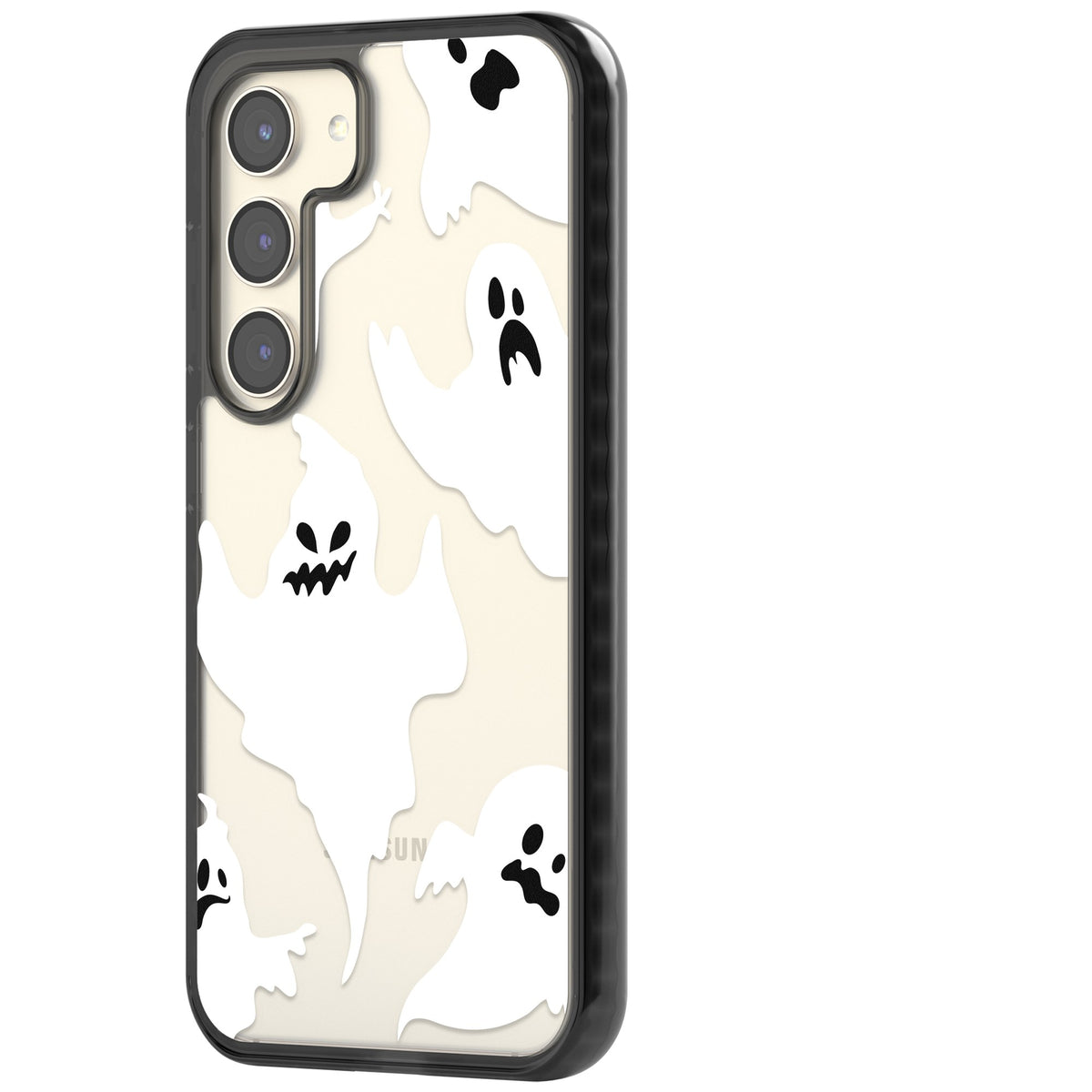 Ghost Pattern Samsung S22 / Samsung S22 Plus / Samsung S23 / Samsung S23 Plus / Samsung S24 / Samsung S24 Plus Impact Black Phone Case side
