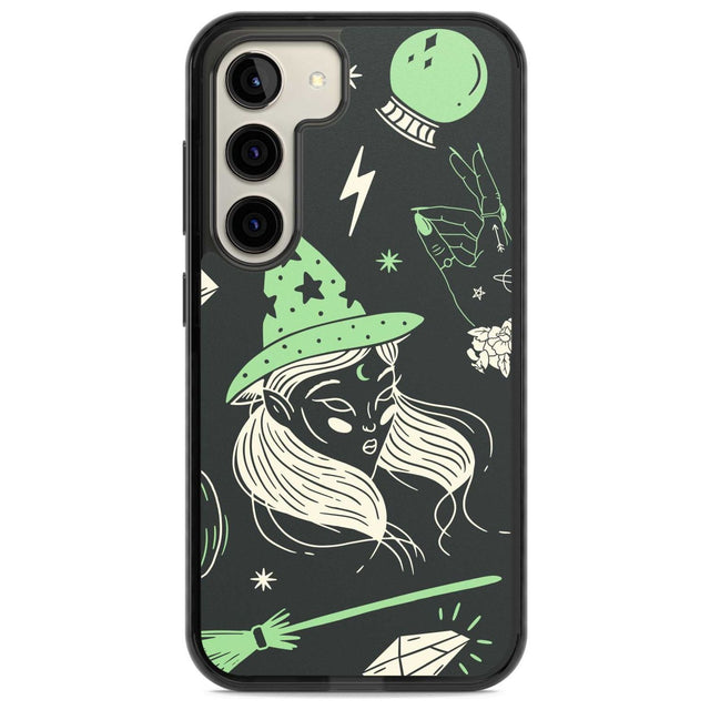 Astrology Witch Pattern Phone Case Samsung S22 / Black Impact Case,Samsung S23 / Black Impact Case Blanc Space