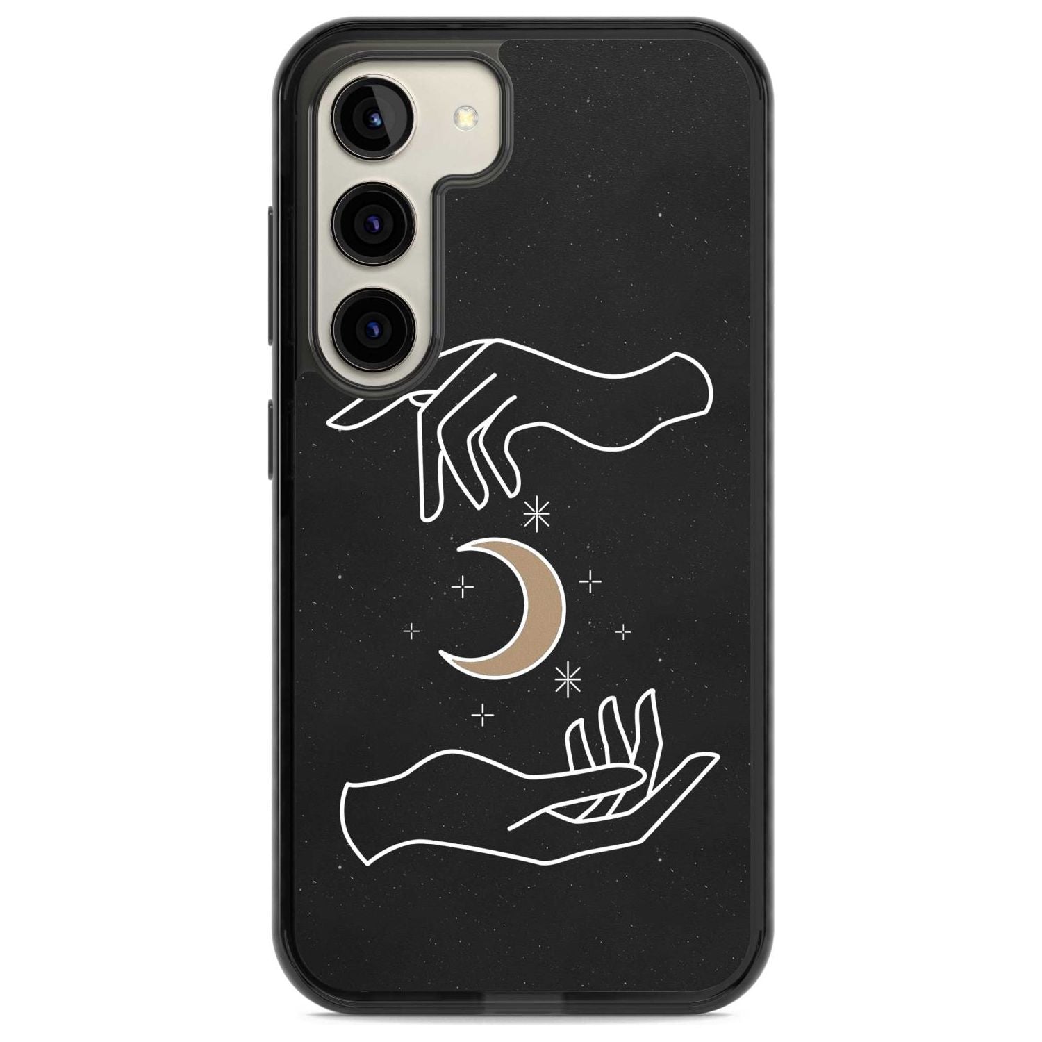 Hands Surrounding Moon Phone Case Samsung S22 / Black Impact Case,Samsung S23 / Black Impact Case Blanc Space