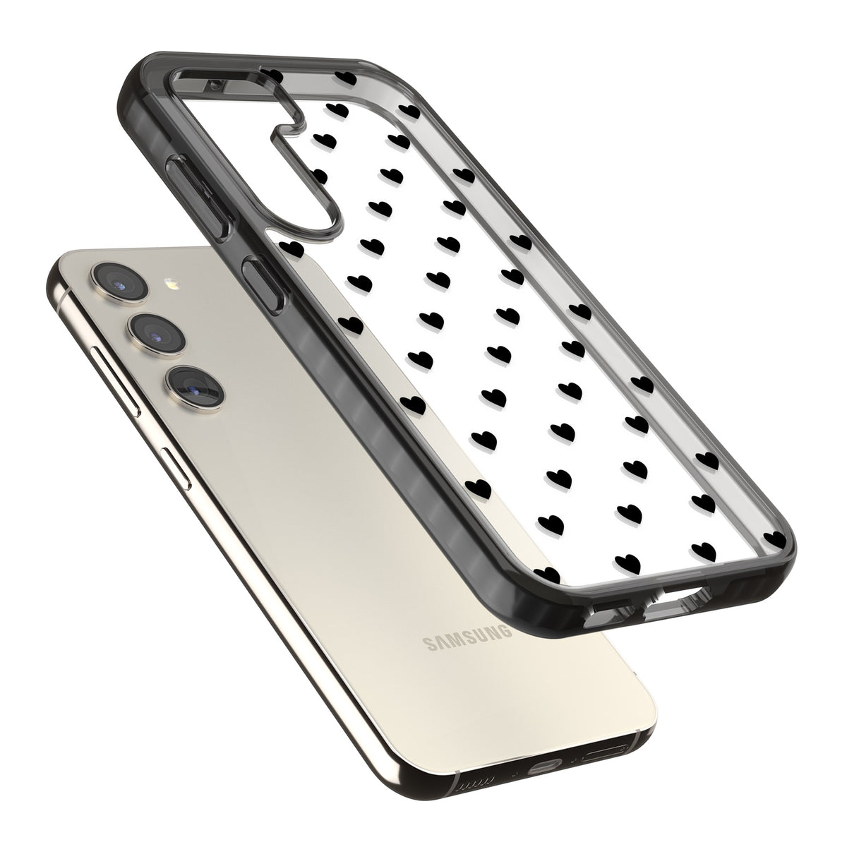 Petit Amour Samsung S22 / Samsung S22 Plus / Samsung S23 / Samsung S23 Plus / Samsung S24 / Samsung S24 Plus Impact Black Phone Case angled