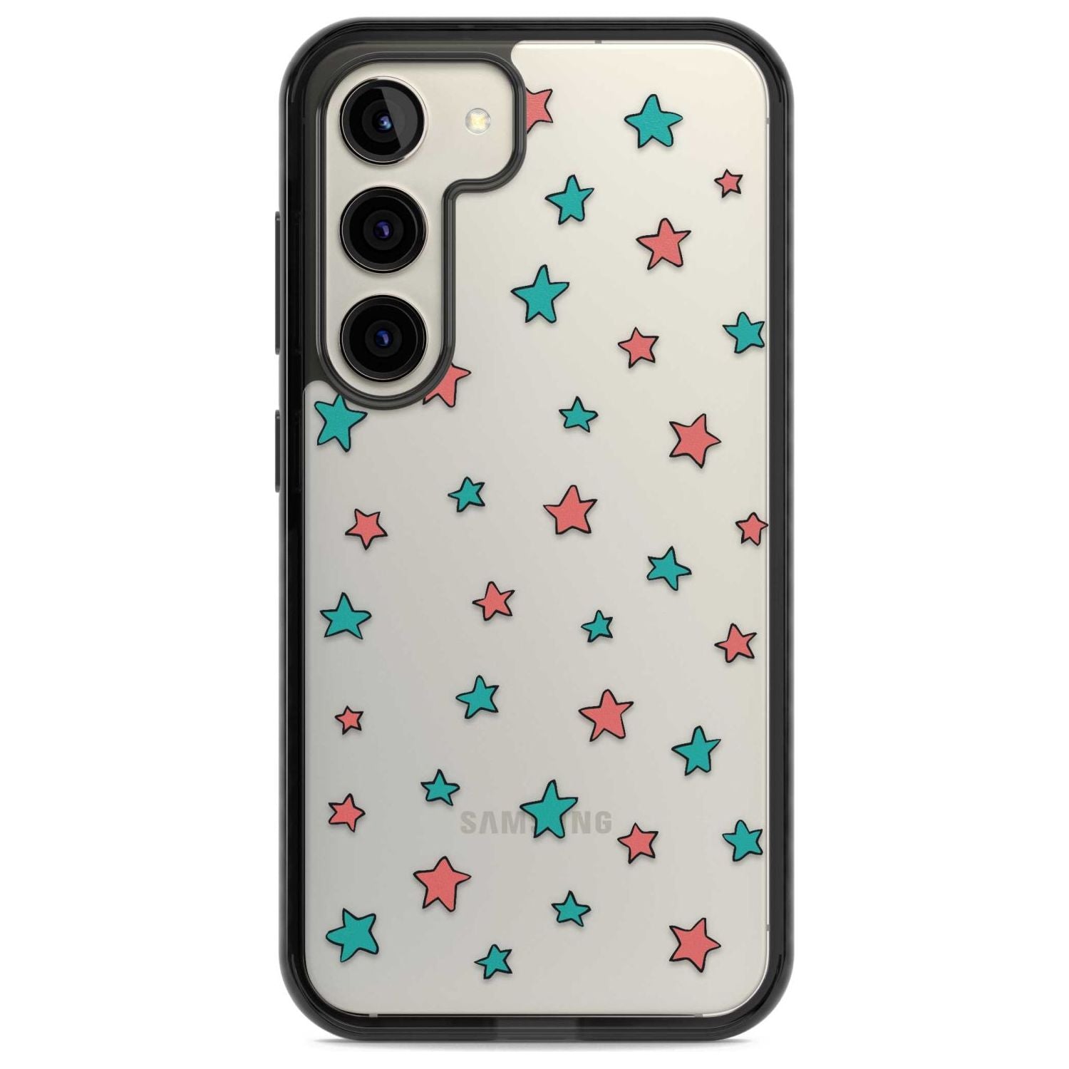 Heartstopper Stars Pattern Phone Case Samsung S22 / Black Impact Case,Samsung S23 / Black Impact Case Blanc Space