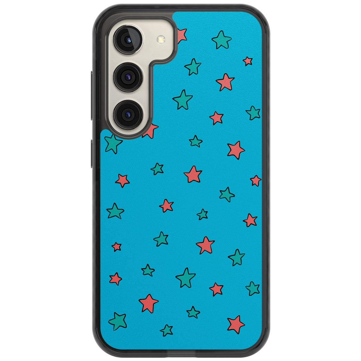 Blue Heartstopper Stars Pattern Samsung S22 / Samsung S22 Plus / Samsung S23 / Samsung S23 Plus / Samsung S24 / Samsung S24 Plus Impact Black Phone Case front
