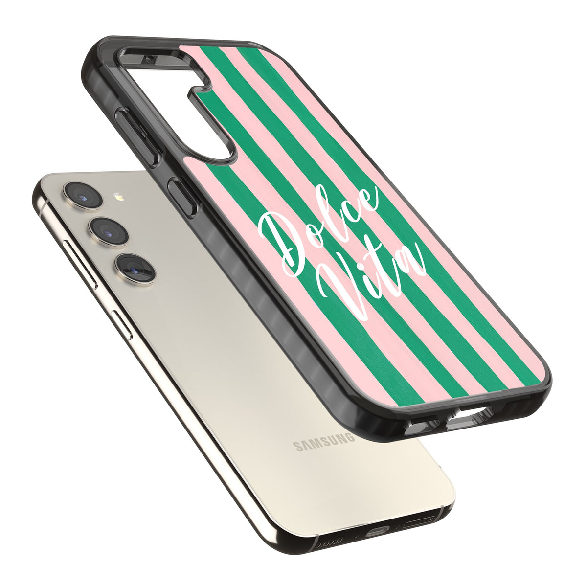 Dolce Vita Samsung S22 / Samsung S22 Plus / Samsung S23 / Samsung S23 Plus / Samsung S24 / Samsung S24 Plus Impact Black Phone Case angled