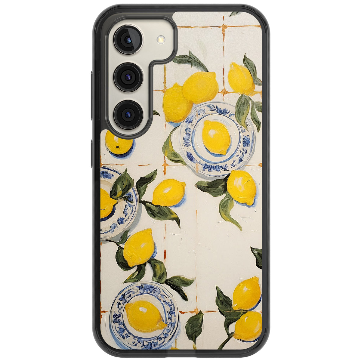 Lemons & Porcelain Samsung S22 / Samsung S22 Plus / Samsung S23 / Samsung S23 Plus / Samsung S24 / Samsung S24 Plus Impact Black Phone Case front