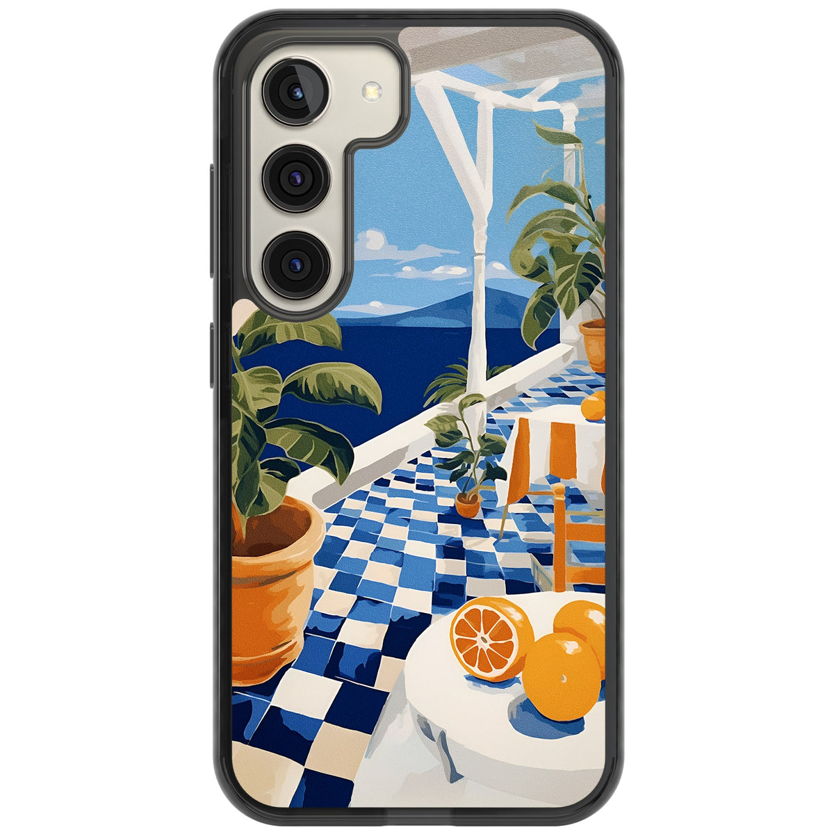 Greek Balcony Samsung S22 / Samsung S22 Plus / Samsung S23 / Samsung S23 Plus / Samsung S24 / Samsung S24 Plus Impact Black Phone Case front