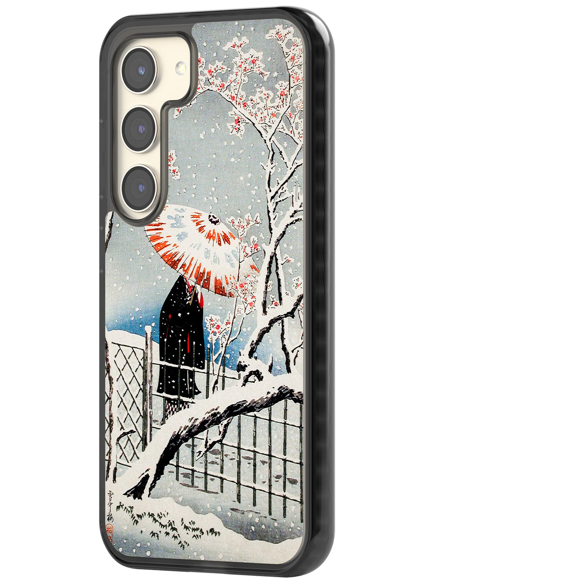 Plum Tree In Snow By Hiroaki Takahashi Samsung S22 / Samsung S22 Plus / Samsung S23 / Samsung S23 Plus / Samsung S24 / Samsung S24 Plus Impact Black Phone Case side