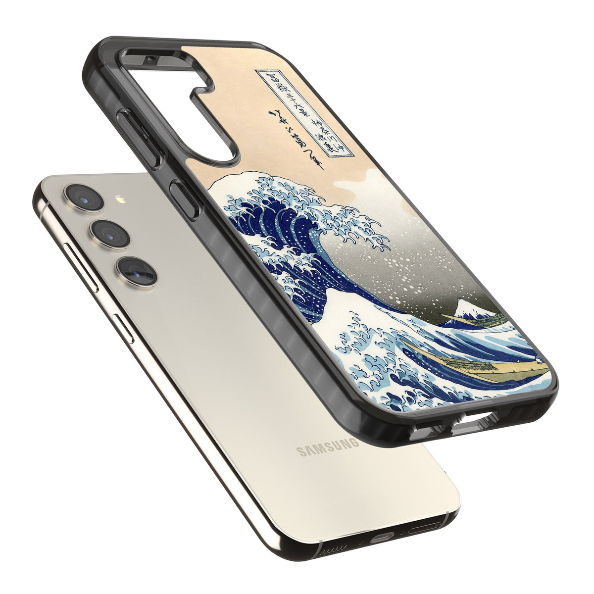 Great Wave Samsung S22 / Samsung S22 Plus / Samsung S23 / Samsung S23 Plus / Samsung S24 / Samsung S24 Plus Impact Black Phone Case angled