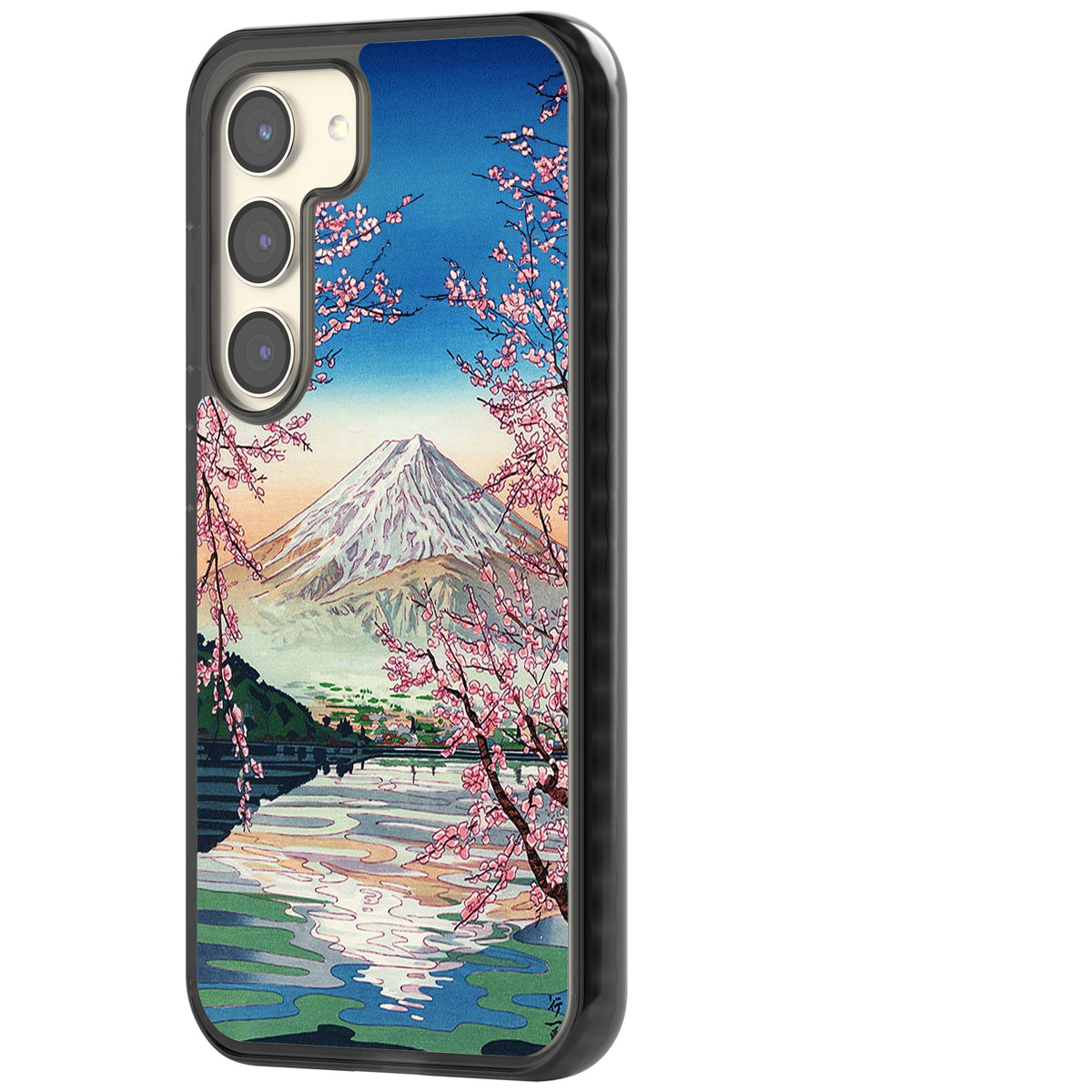 Mt Fuji From Lake Kawaguchi Samsung S22 / Samsung S22 Plus / Samsung S23 / Samsung S23 Plus / Samsung S24 / Samsung S24 Plus Impact Black Phone Case side
