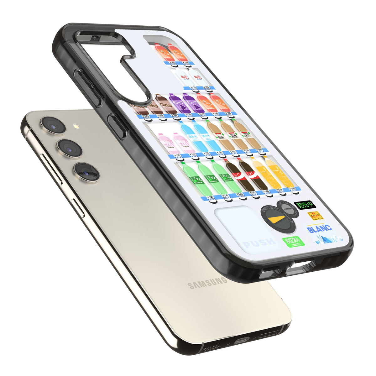 Japanese Vending Machine Samsung S22 / Samsung S22 Plus / Samsung S23 / Samsung S23 Plus / Samsung S24 / Samsung S24 Plus Impact Black Phone Case angled