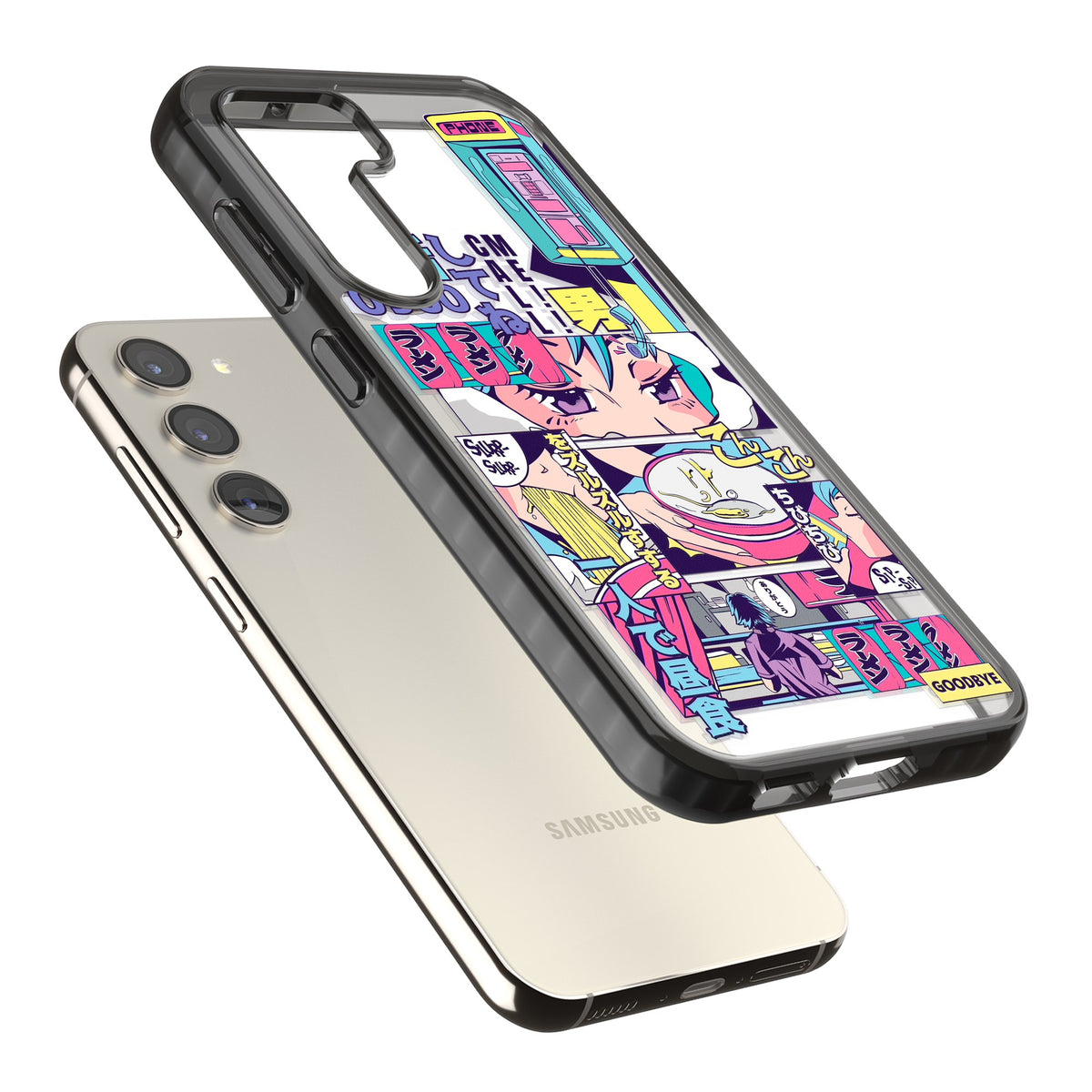 Electric Osaka Samsung S22 / Samsung S22 Plus / Samsung S23 / Samsung S23 Plus / Samsung S24 / Samsung S24 Plus Impact Black Phone Case angled
