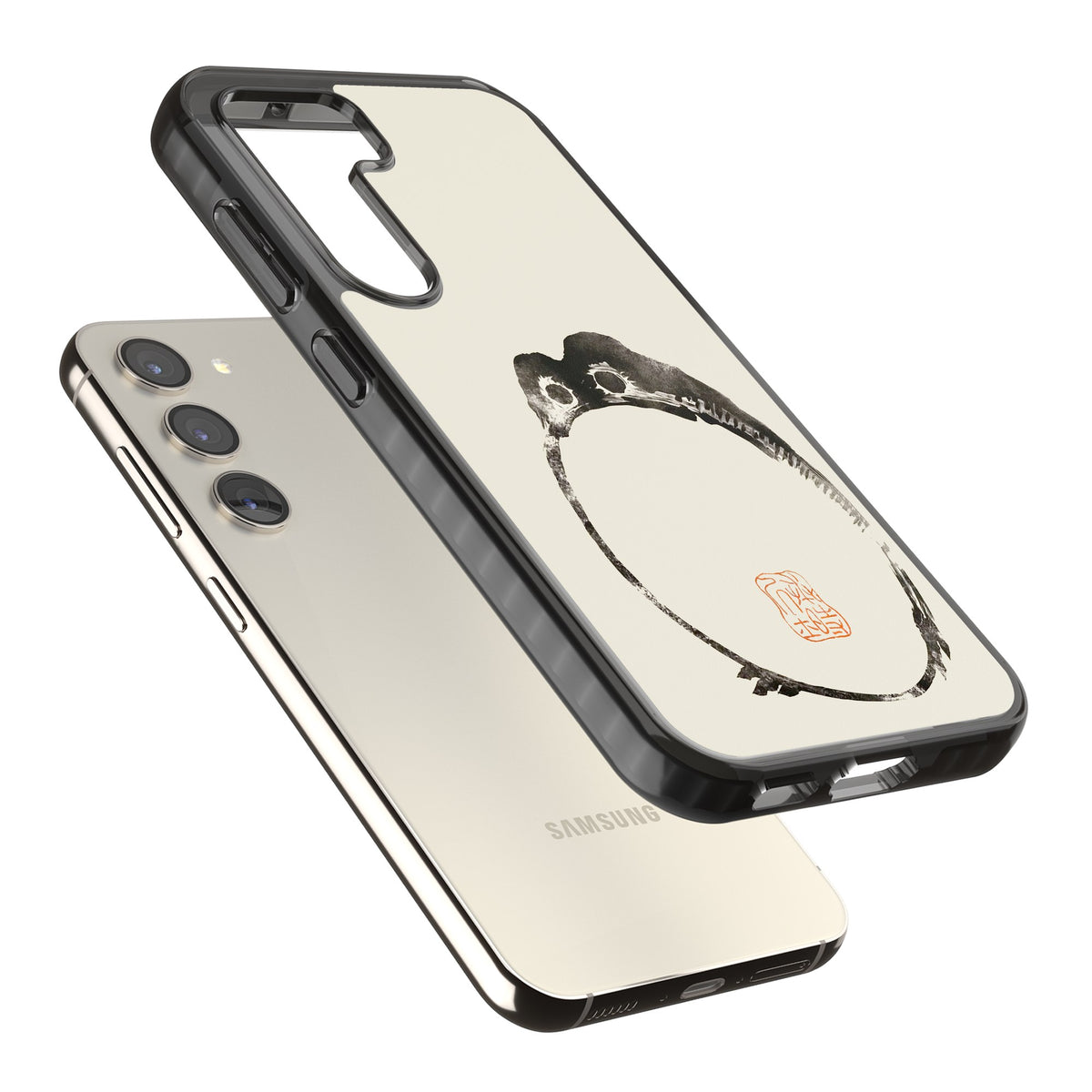 Matsumoto Hoji Round Frog Samsung S22 / Samsung S22 Plus / Samsung S23 / Samsung S23 Plus / Samsung S24 / Samsung S24 Plus Impact Black Phone Case angled