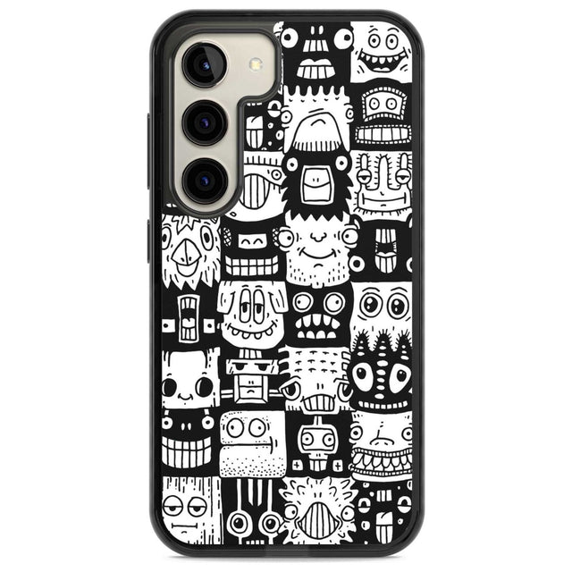 Checkerboard Heads Phone Case Samsung S22 / Black Impact Case,Samsung S23 / Black Impact Case Blanc Space