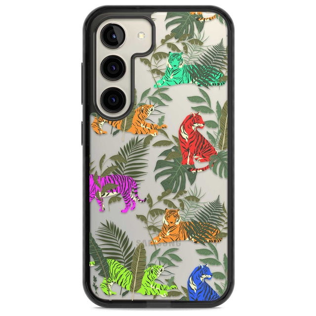 Colourful Tiger Jungle Cat Pattern Phone Case Samsung S22 / Black Impact Case,Samsung S23 / Black Impact Case Blanc Space