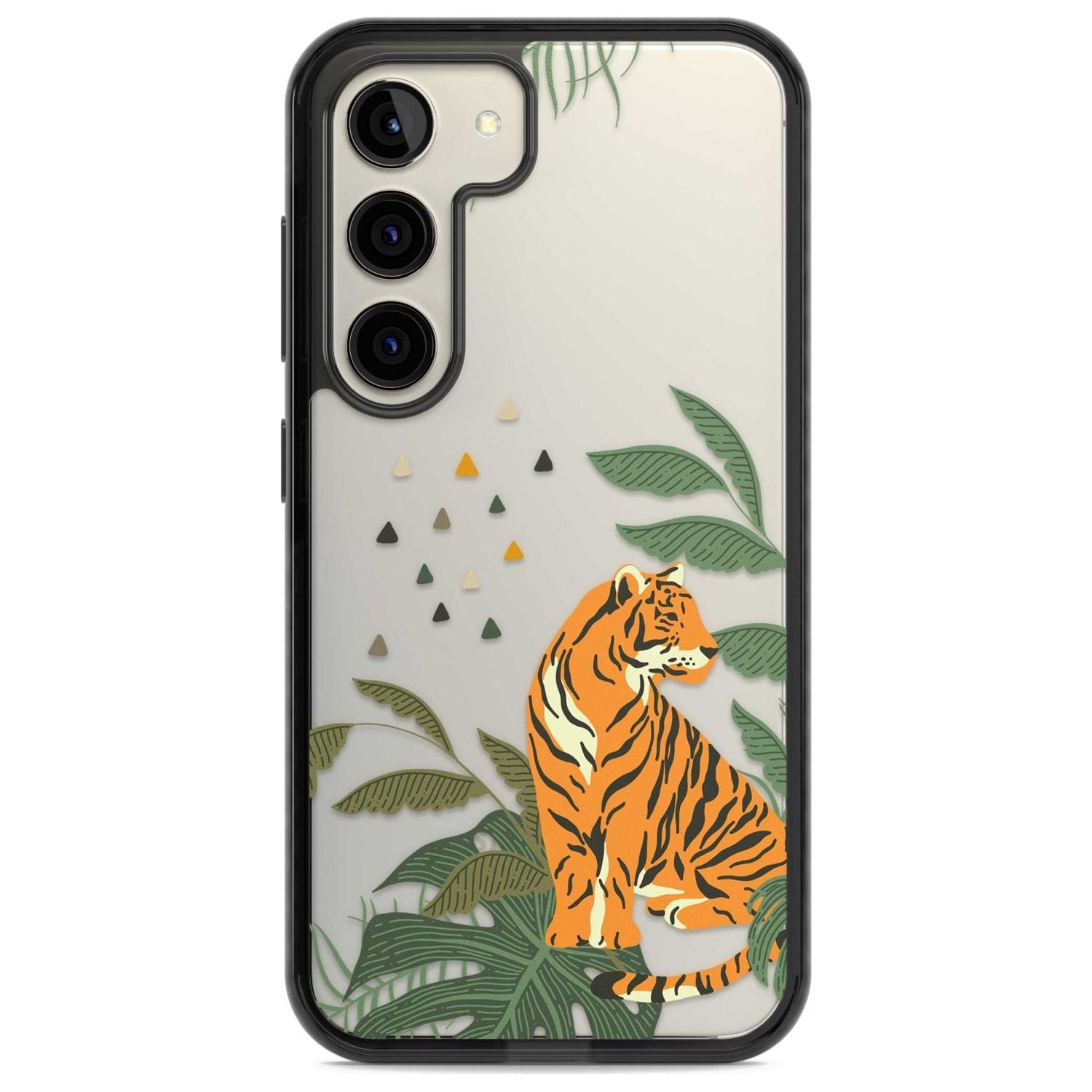 Large Tiger Clear Jungle Cat Pattern Phone Case Samsung S22 / Black Impact Case,Samsung S23 / Black Impact Case Blanc Space