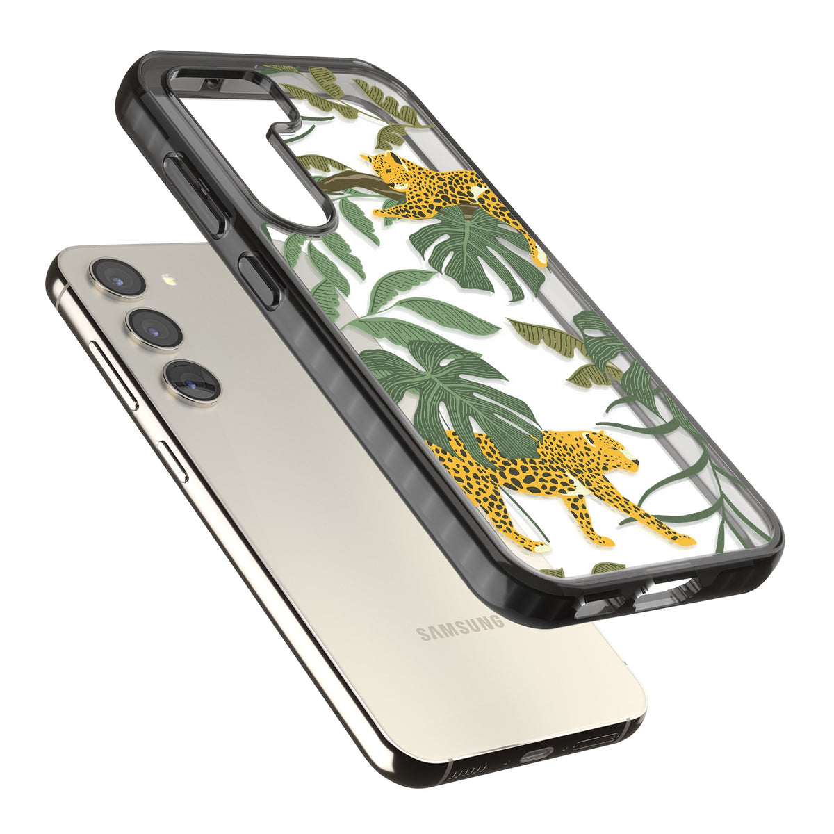 Jungle Cats Samsung S22 / Samsung S22 Plus / Samsung S23 / Samsung S23 Plus / Samsung S24 / Samsung S24 Plus Impact Black Phone Case angled