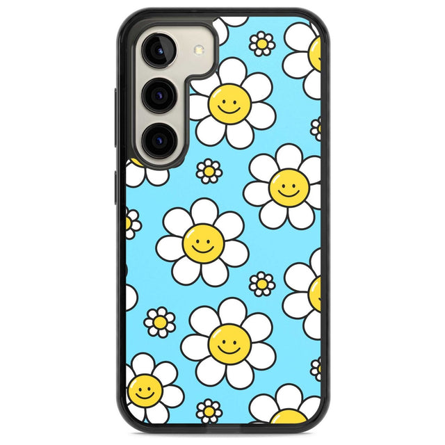 Daisy Faces Kawaii Pattern Phone Case Samsung S22 / Black Impact Case,Samsung S23 / Black Impact Case Blanc Space