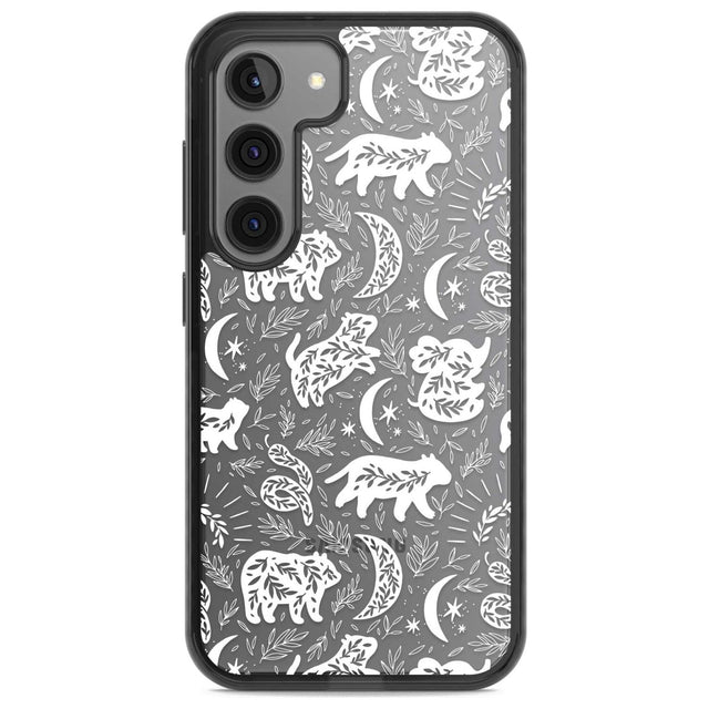 Forest Animal Silhouettes: White/Clear Phone Case Samsung S22 / Black Impact Case,Samsung S23 / Black Impact Case Blanc Space
