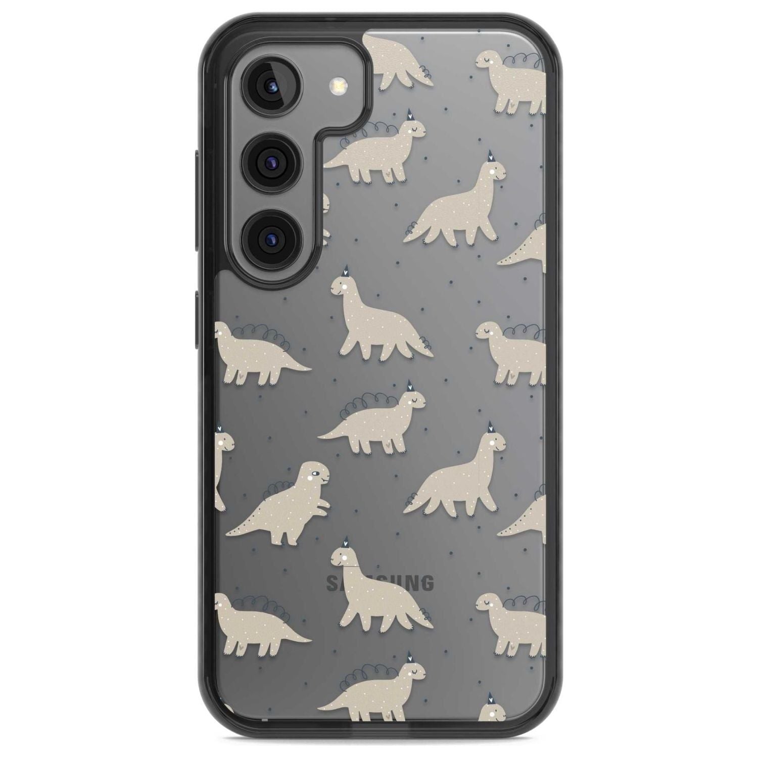 Adorable Dinosaurs Pattern (Clear) Phone Case Samsung S22 / Black Impact Case,Samsung S23 / Black Impact Case Blanc Space