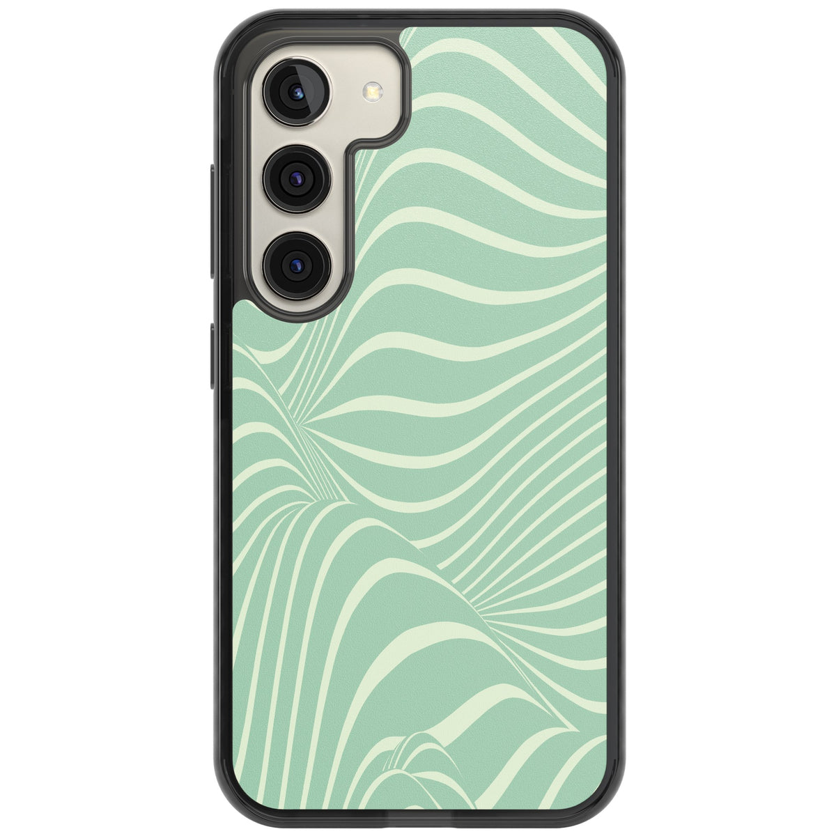 Mint Green Distorted Line Samsung S22 / Samsung S22 Plus / Samsung S23 / Samsung S23 Plus / Samsung S24 / Samsung S24 Plus Impact Black Phone Case front