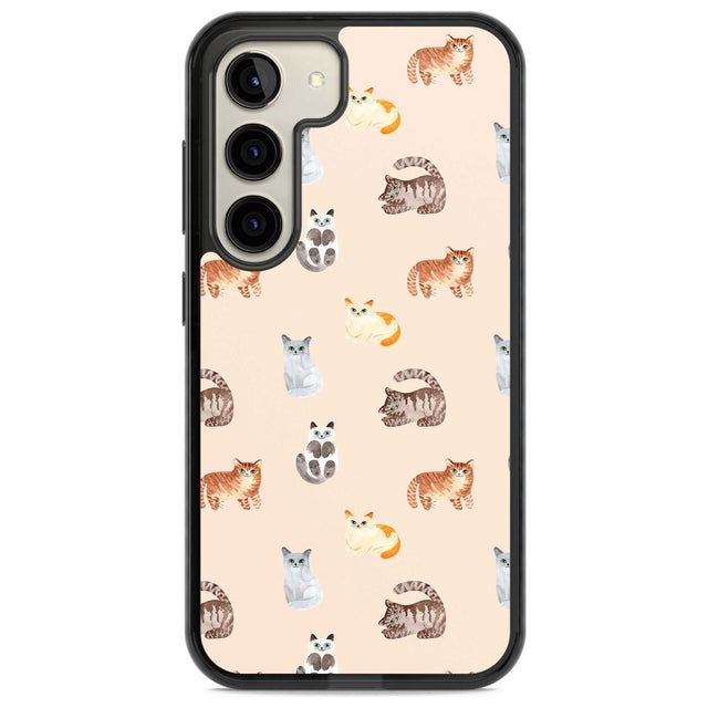 Cute Cat Pattern Phone Case Samsung S22 / Black Impact Case,Samsung S23 / Black Impact Case Blanc Space