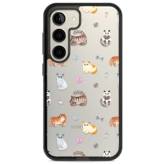 Cats with Toys - Clear Phone Case Samsung S22 / Black Impact Case,Samsung S23 / Black Impact Case Blanc Space