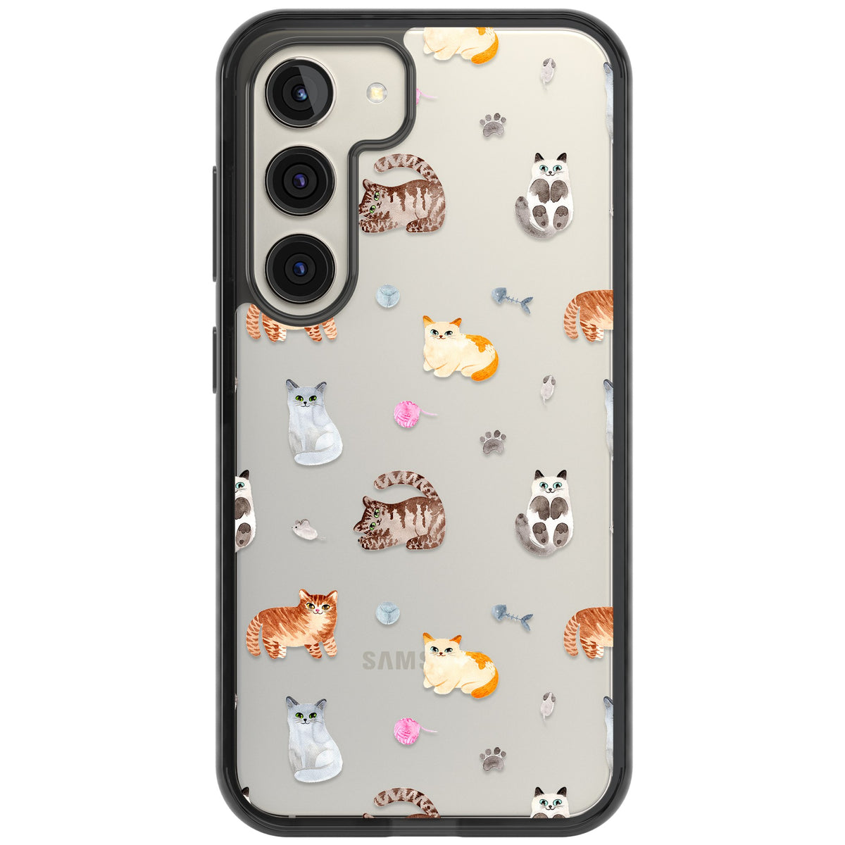 Playful Cats Samsung S22 / Samsung S22 Plus / Samsung S23 / Samsung S23 Plus / Samsung S24 / Samsung S24 Plus Impact Black Phone Case front