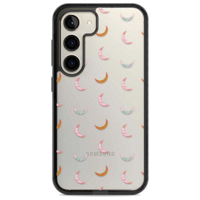 Colourful Crescent Moons Phone Case Samsung S22 / Black Impact Case,Samsung S23 / Black Impact Case Blanc Space