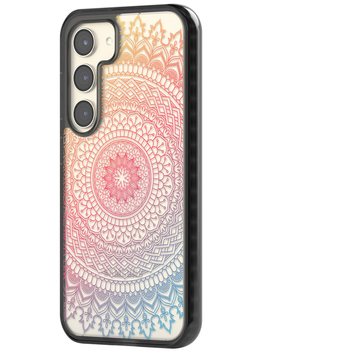Pastel Mandala Samsung S22 / Samsung S22 Plus / Samsung S23 / Samsung S23 Plus / Samsung S24 / Samsung S24 Plus Impact Black Phone Case side