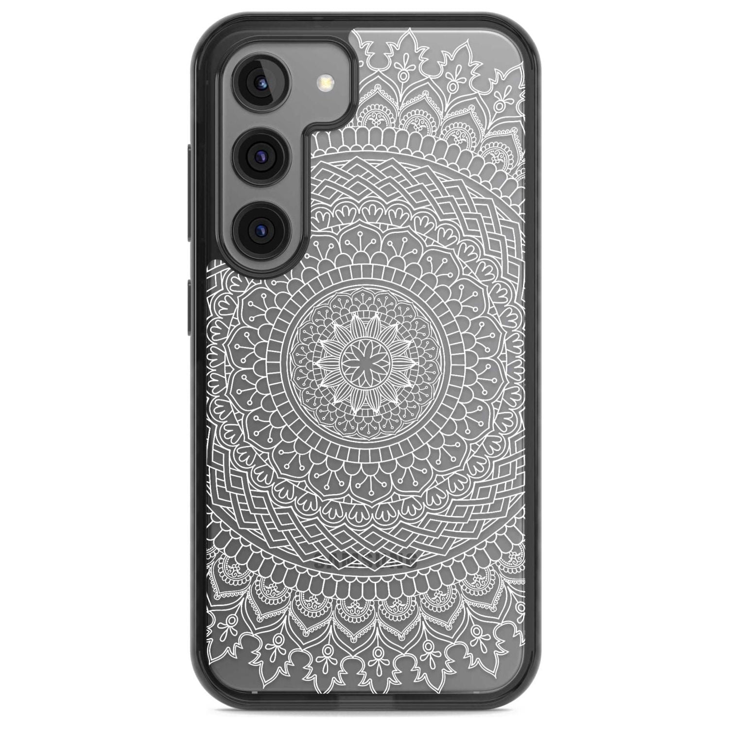 Large White Mandala Design Phone Case Samsung S22 / Black Impact Case,Samsung S23 / Black Impact Case Blanc Space