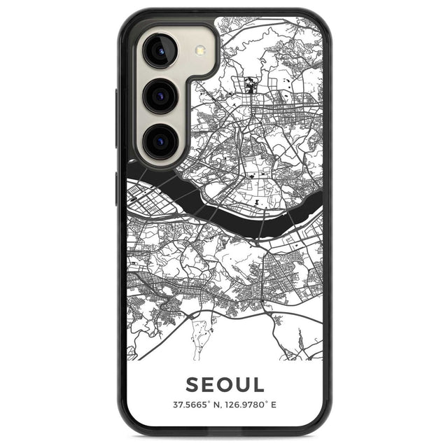 Map of Seoul, South Korea Phone Case Samsung S22 / Black Impact Case,Samsung S23 / Black Impact Case Blanc Space