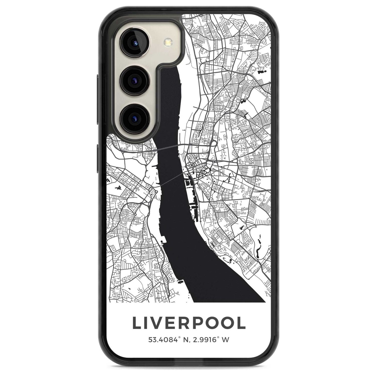 Map of Liverpool, England Phone Case Samsung S22 / Black Impact Case,Samsung S23 / Black Impact Case Blanc Space