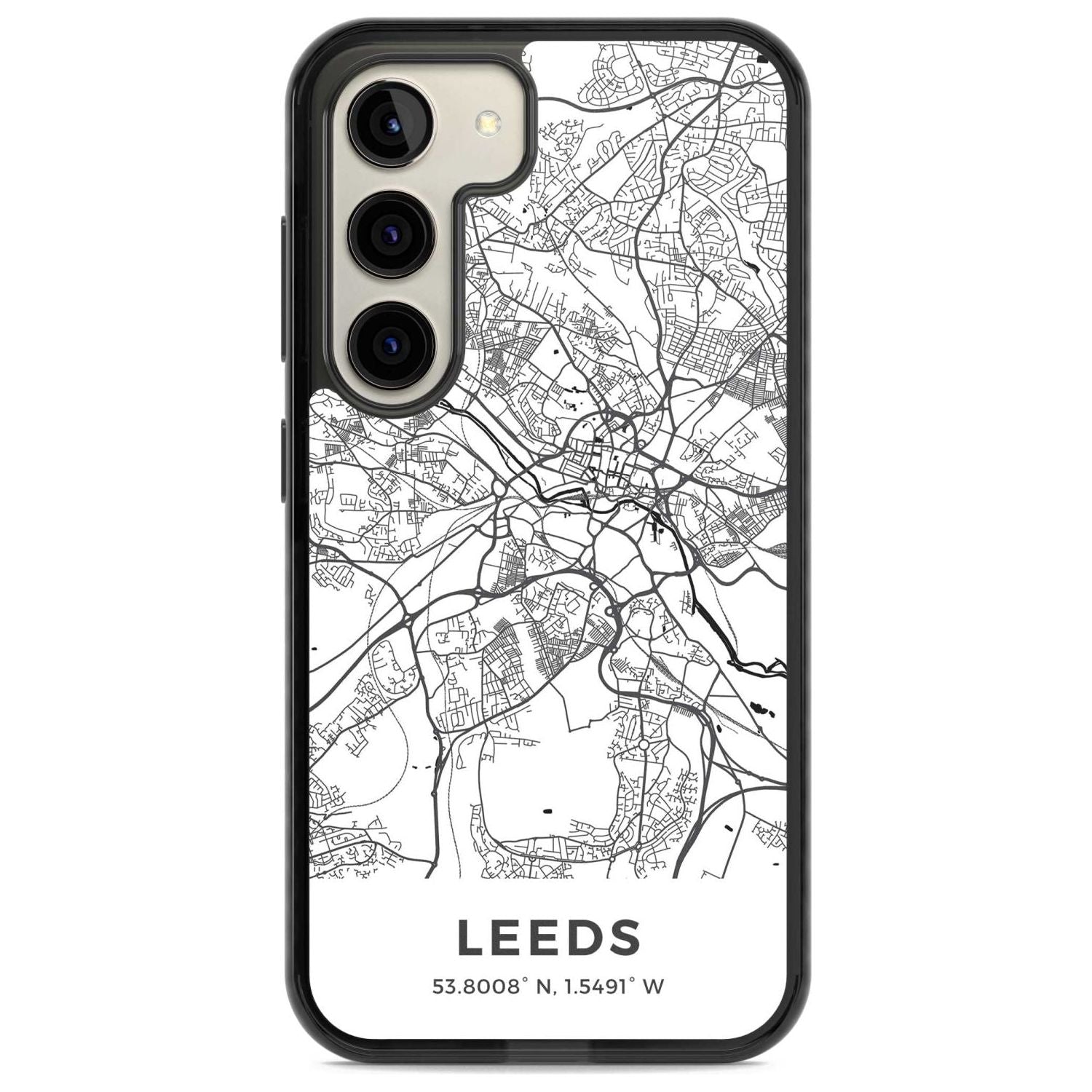 Map of Leeds, England Phone Case Samsung S22 / Black Impact Case,Samsung S23 / Black Impact Case Blanc Space