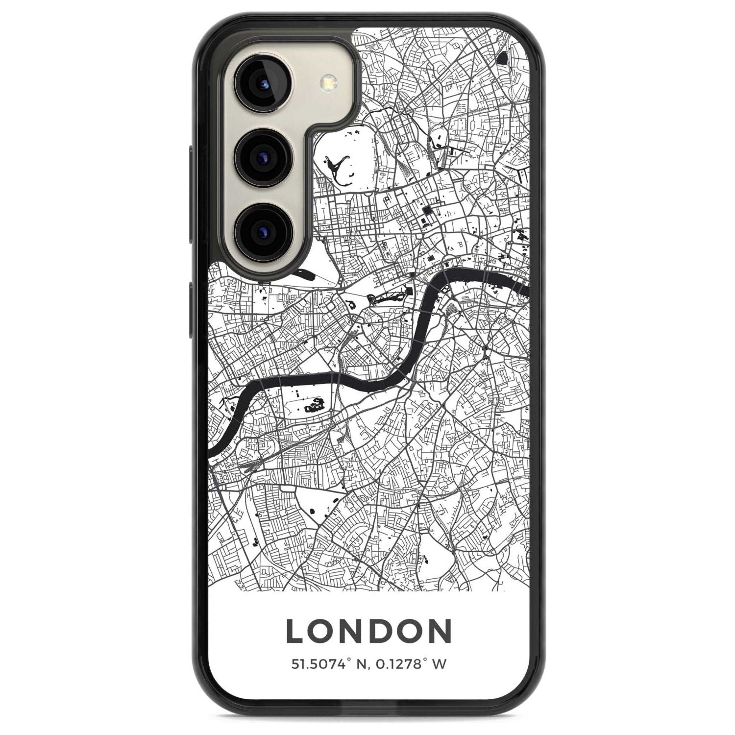 Map of London, England Phone Case Samsung S22 / Black Impact Case,Samsung S23 / Black Impact Case Blanc Space