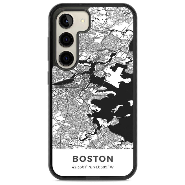 Map of Boston, Massachusetts Phone Case Samsung S22 / Black Impact Case,Samsung S23 / Black Impact Case Blanc Space