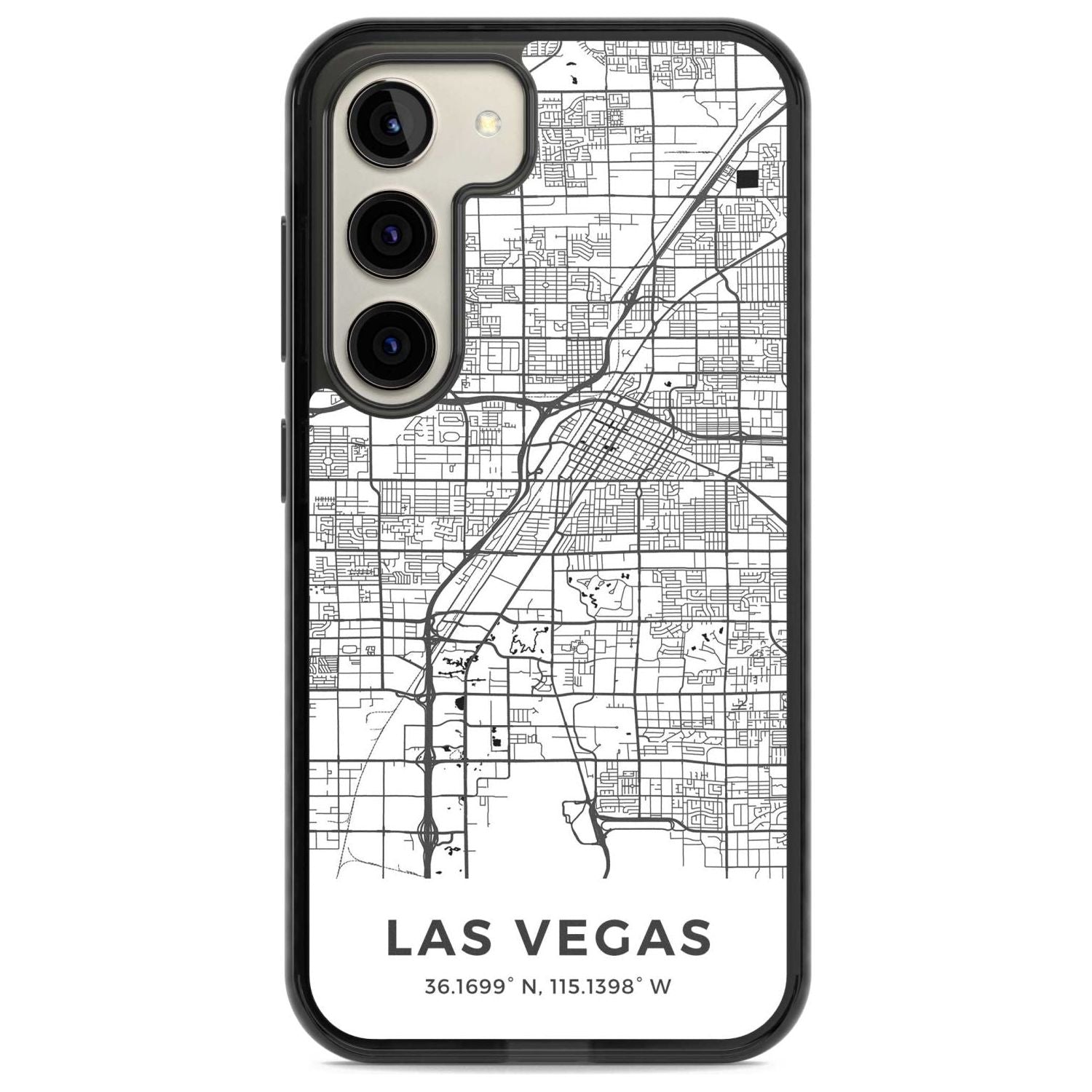 Map of Las Vegas, Nevada Phone Case Samsung S22 / Black Impact Case,Samsung S23 / Black Impact Case Blanc Space
