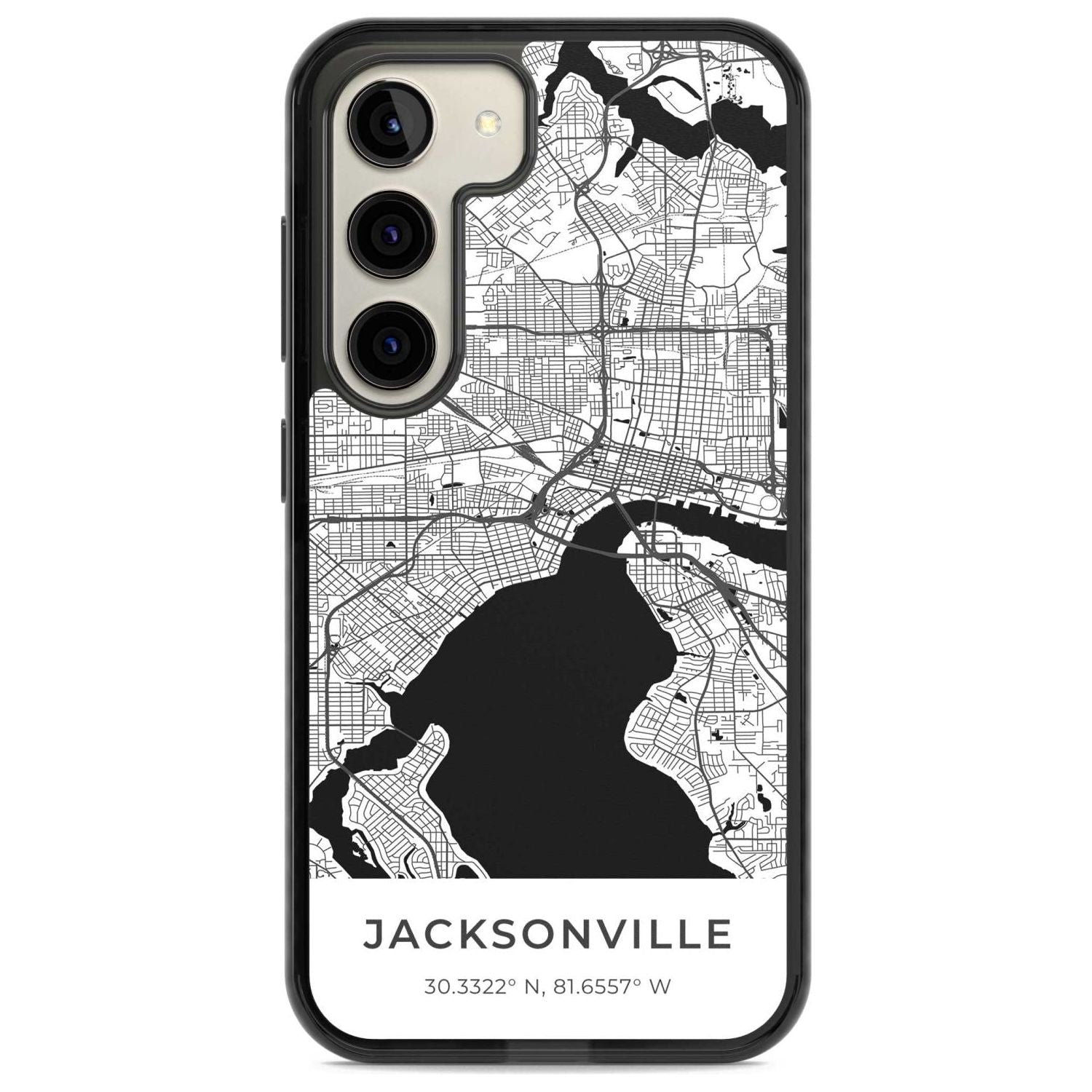 Map of Jacksonville, Florida Phone Case Samsung S22 / Black Impact Case,Samsung S23 / Black Impact Case Blanc Space