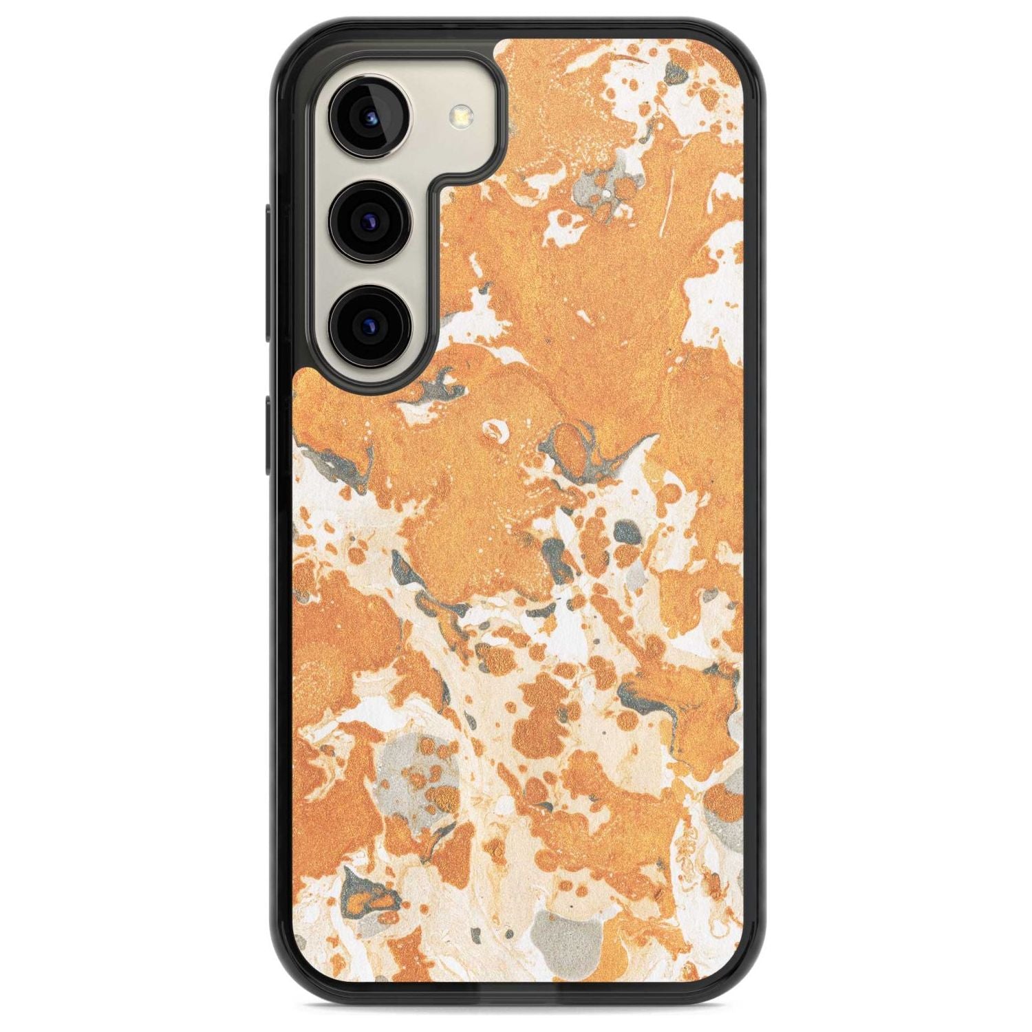 Orange Marbled Paper Pattern Phone Case Samsung S22 / Black Impact Case,Samsung S23 / Black Impact Case Blanc Space