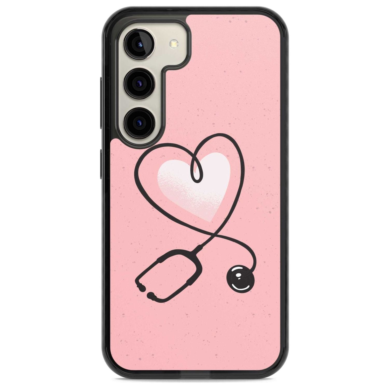 Medical Inspired Design Stethoscope Heart Phone Case Samsung S22 / Black Impact Case,Samsung S23 / Black Impact Case Blanc Space